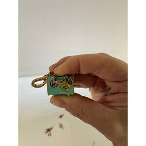 Vintage 2008 Juicy Couture World Traveler Enamel Suitcase Charm Turquoise Gold T